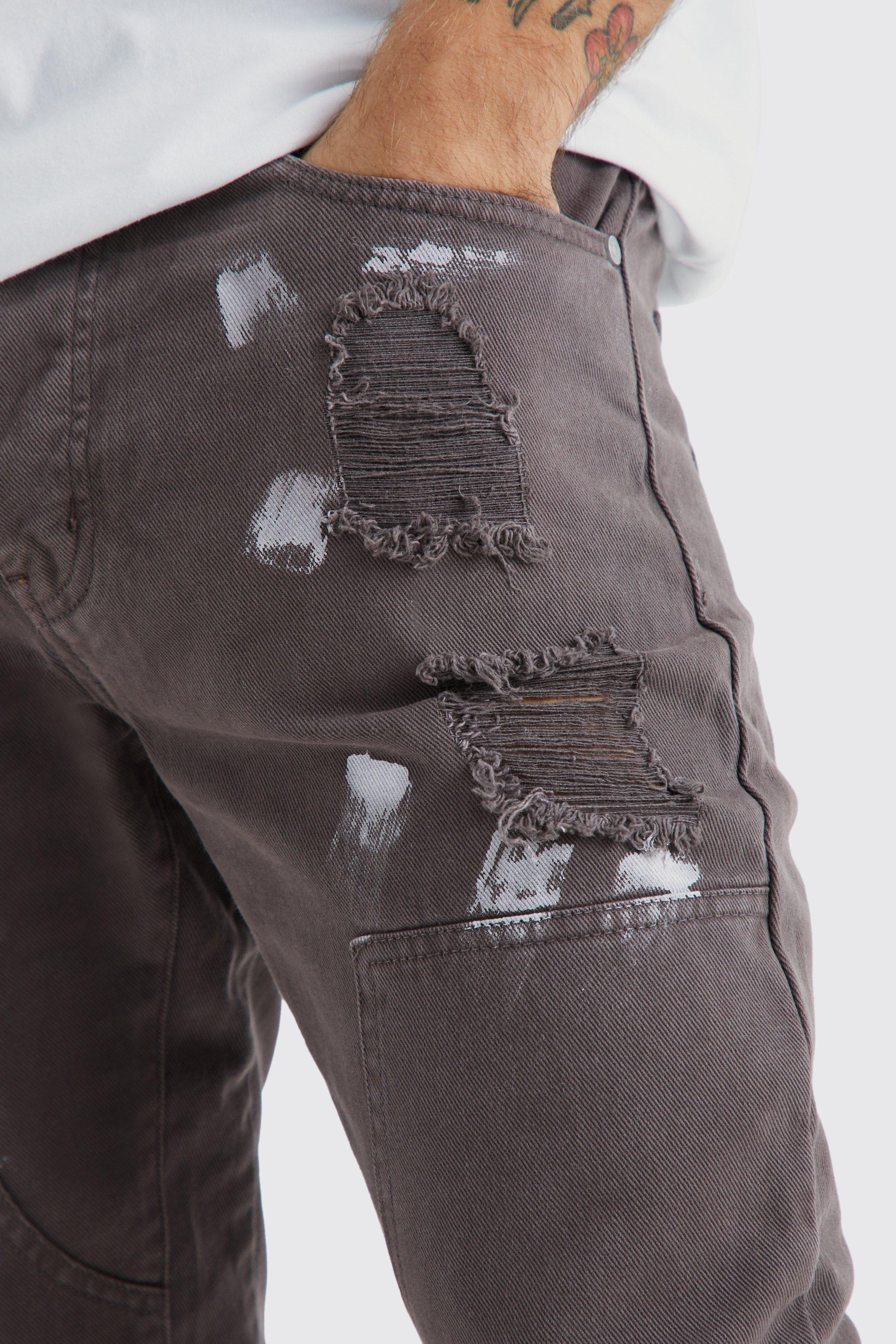 Grey jeans with paint on sale splatter